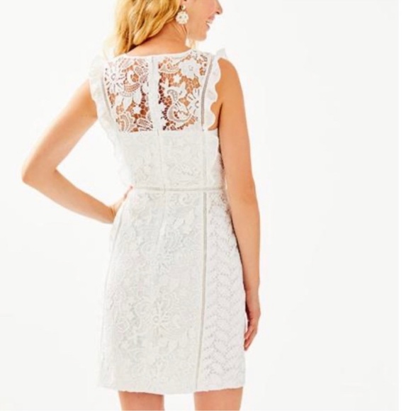 Lilly Pulitzer Maya Shift Resort sleeveless white floral lace mini dress size 4 - Picture 6 of 15